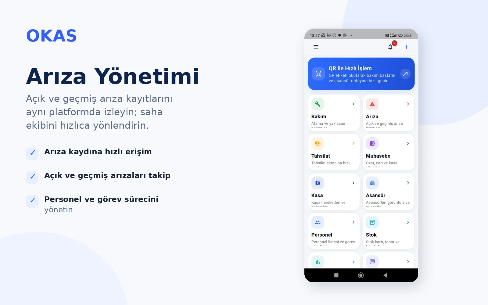 OKAS arıza takip ekranı