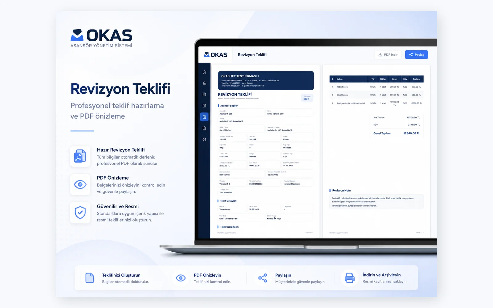 OKAS revizyon yönetimi ekranı