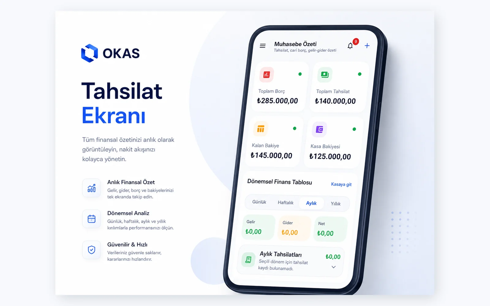 OKAS tahsilat takip ekranı